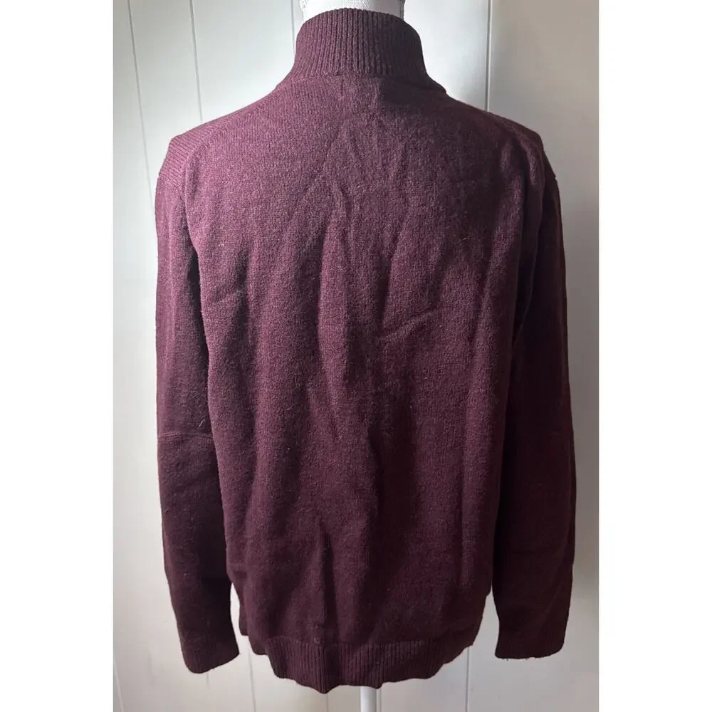 Banana Republic Men's Maroon Knit Solid Mock Neck 1/4 Zip Pullover Sweater M AA3